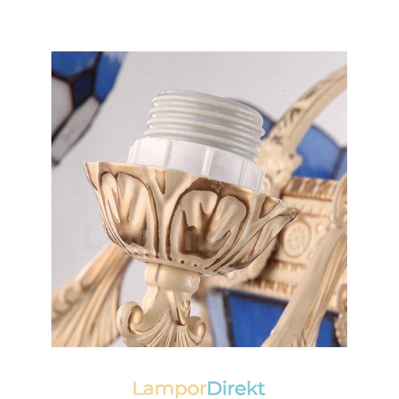 11 Ljus, Integrerad Metallkrona I Medelhavsstil Med Skärm I Glas