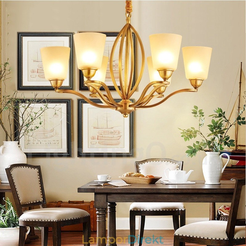 6 Light Rustic Lodge Integrerad Metallkrona