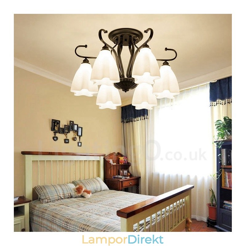 6 Light Rustic Lodge Integrerad Ljuskrona