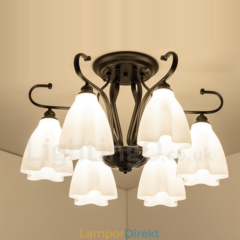 6 Light Rustic Lodge Integrerad Ljuskrona