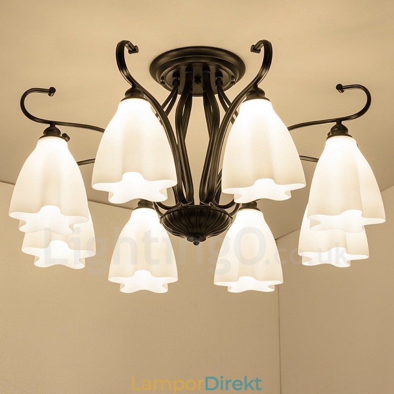8 Light Rustic Lodge Integrerad Ljuskrona