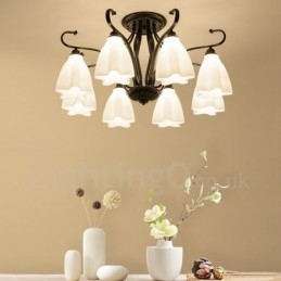 8 Light Rustic Lodge Integrerad Ljuskrona