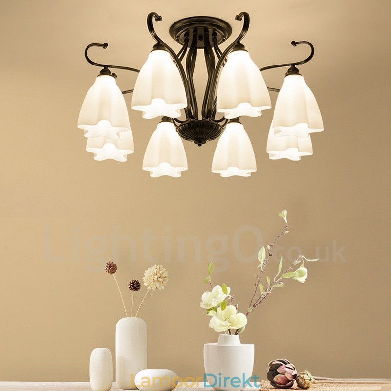 8 Light Rustic Lodge Integrerad Ljuskrona