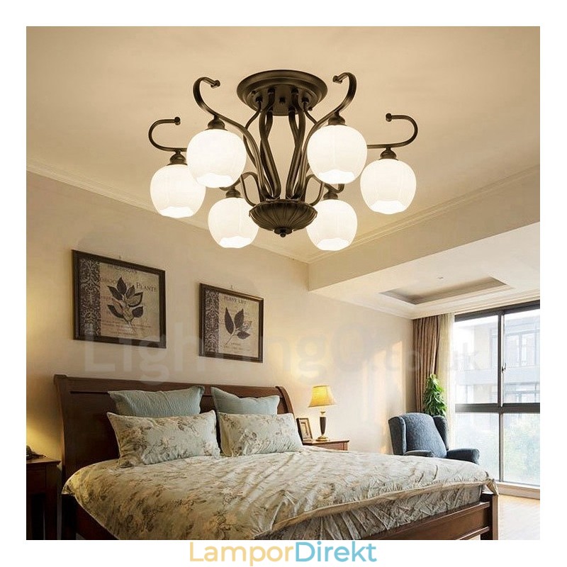 6 Light Rustic Lodge Integrerad Ljuskrona