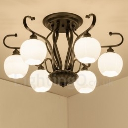 6 Light Rustic Lodge Integrerad Ljuskrona