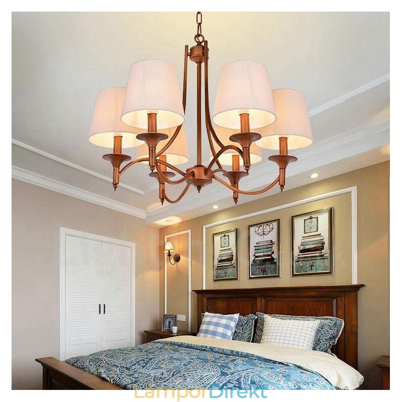 6 Light Rustic Lodge Integrerad Metallkrona
