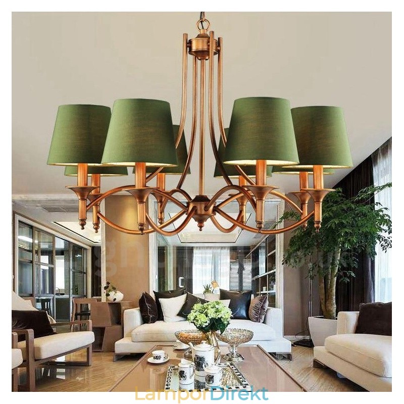8 Light Rustic Lodge Integrerad Metallkrona