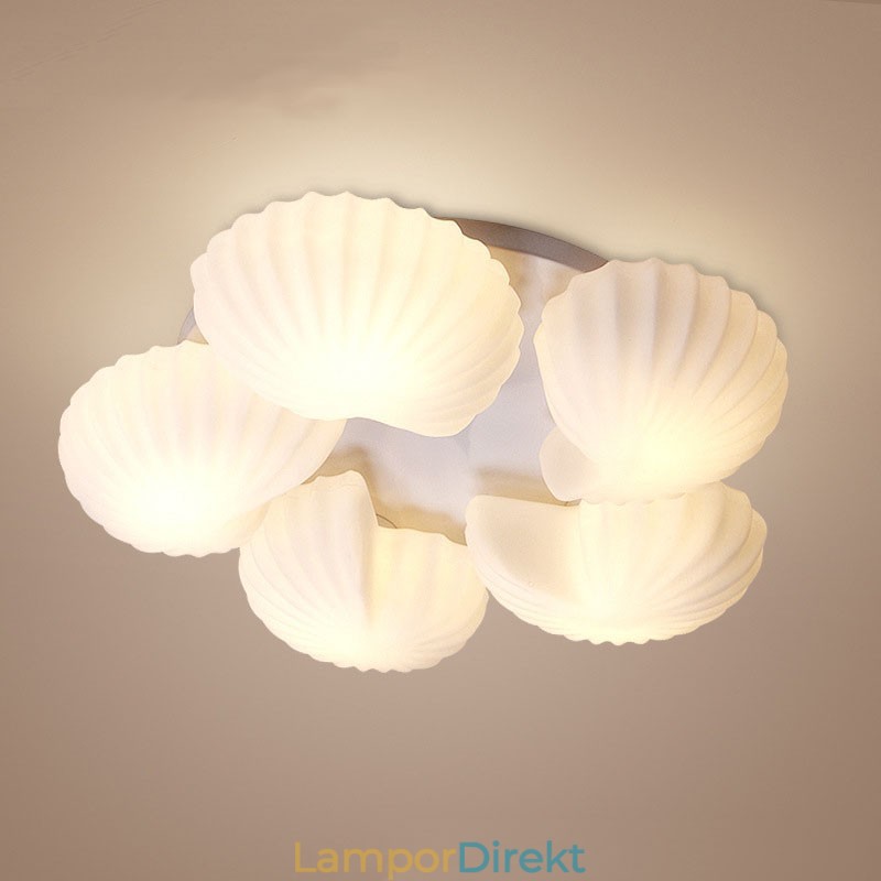 Conch 5 Light Traditionell Klassisk Integrerad Ljuskrona Med Glasskärm