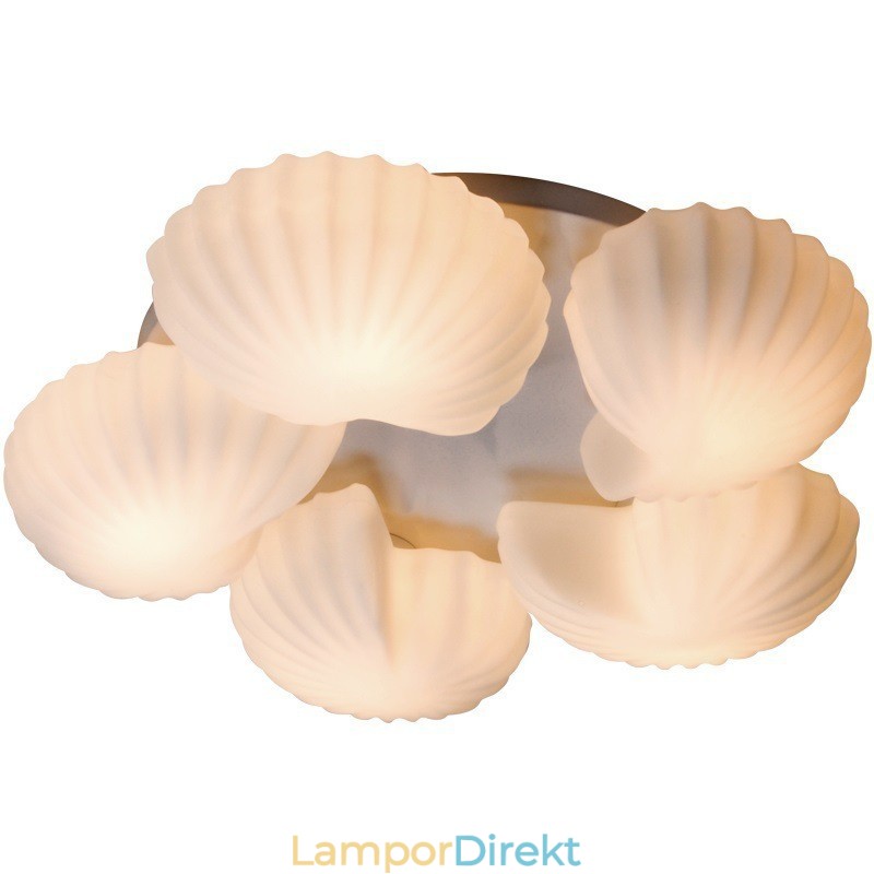 Conch 5 Light Traditionell Klassisk Integrerad Ljuskrona Med Glasskärm
