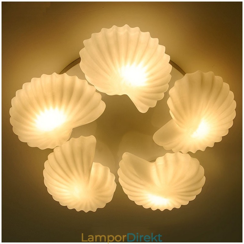 Conch 5 Light Traditionell Klassisk Integrerad Ljuskrona Med Glasskärm