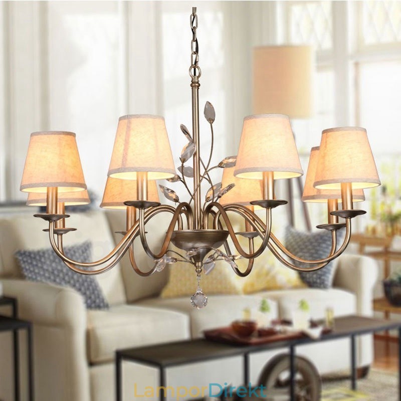 8 Light Rustic Lodge Integrerad Metallkrona