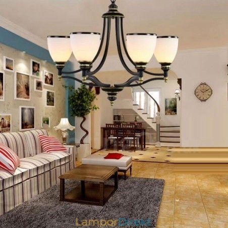 6 Light Rustic Lodge Integrerad Metallkrona 6 Light Rustic Lodge Integrerad Metallkrona