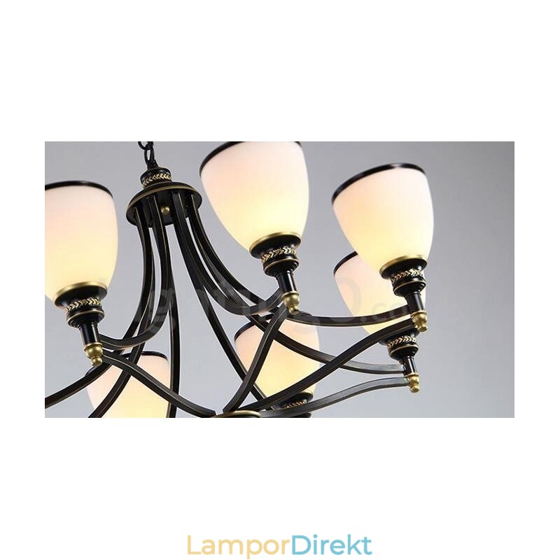 8 Light Rustic Lodge Integrerad Metallkrona
