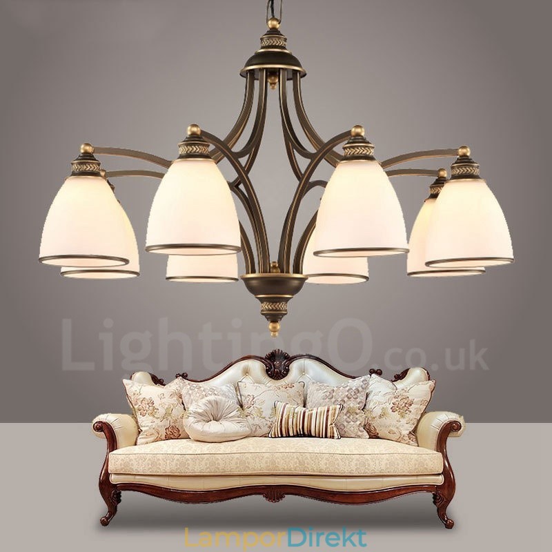 8 Light Rustic Lodge Integrerad Metallkrona