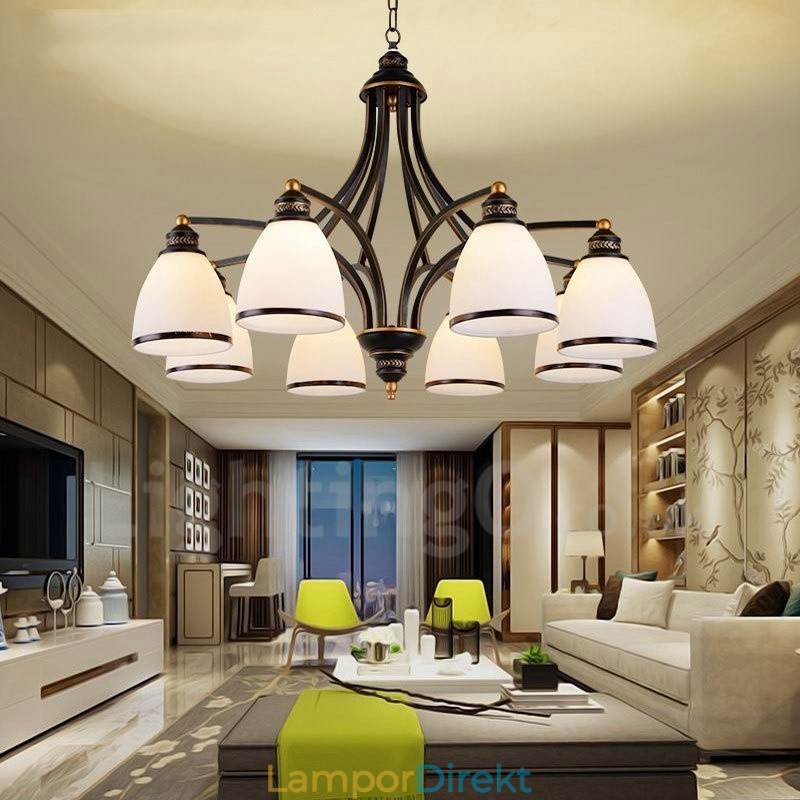 8 Light Rustic Lodge Integrerad Metallkrona