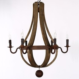 Vintage Amerikansk Rustik Trähänge Winerel Ljuskrona Lampa Liviing Och Lampa
