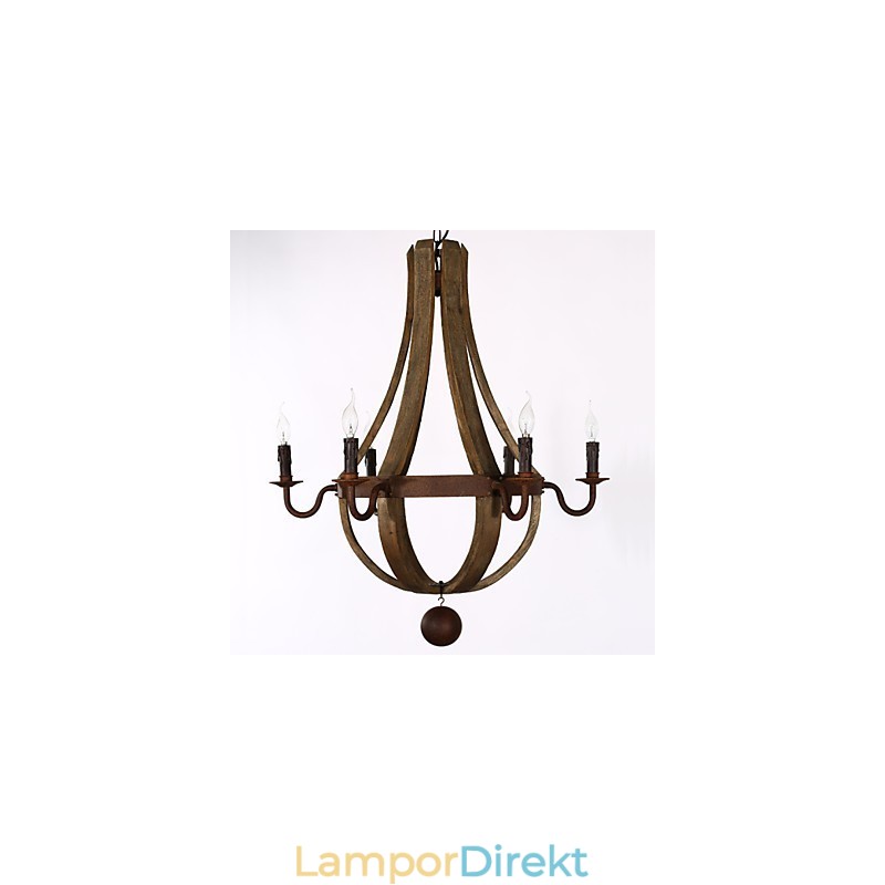 Vintage Amerikansk Rustik Trähänge Winerel Ljuskrona Lampa Liviing Och Lampa