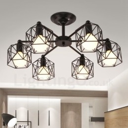 6 Light Rustic Lodge Integrerad Ljuskrona