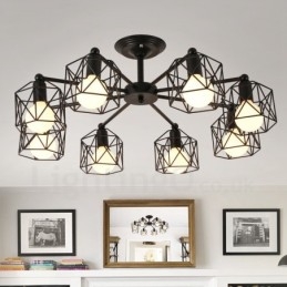 8 Light Rustic Lodge Integrerad Ljuskrona
