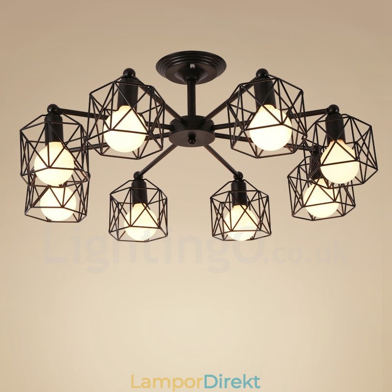 8 Light Rustic Lodge Integrerad Ljuskrona