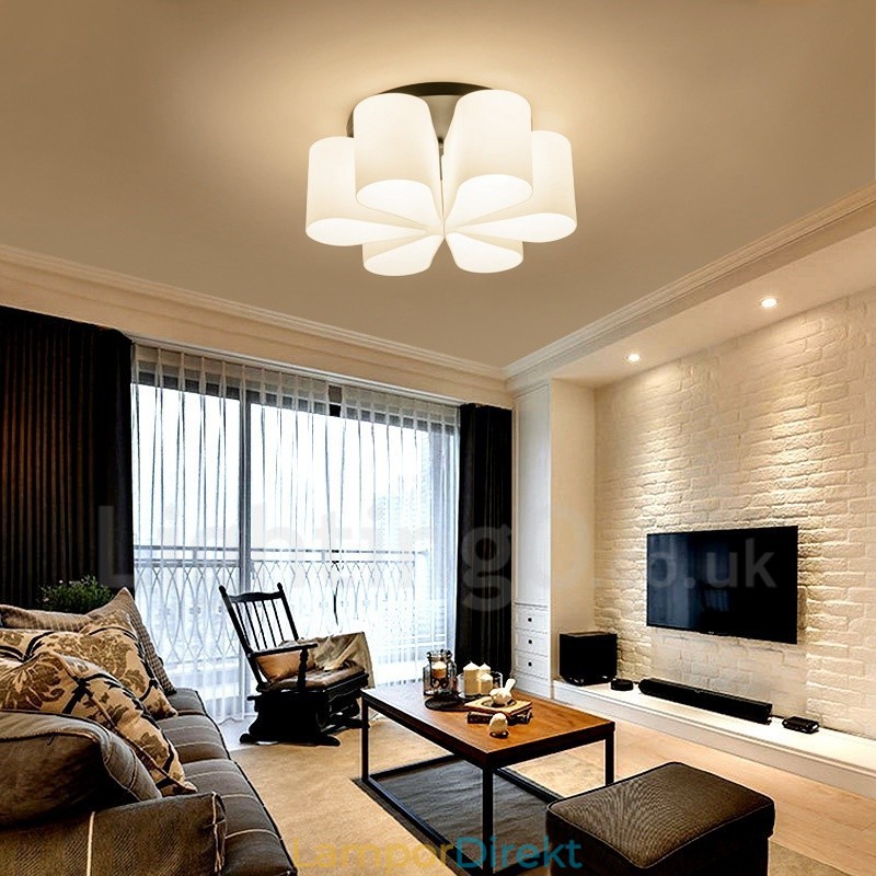 6 Light Rustic Lodge Integrerad Flush Mount Light