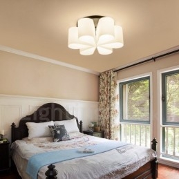 6 Light Rustic Lodge Integrerad Flush Mount Light