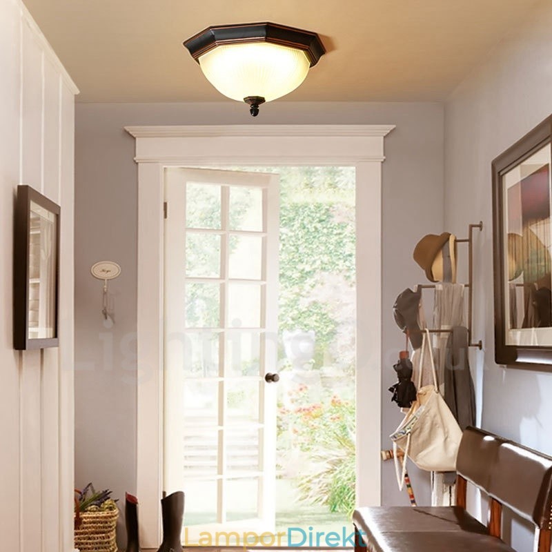 Rustik Lodge Integrerad Flush Mount Light