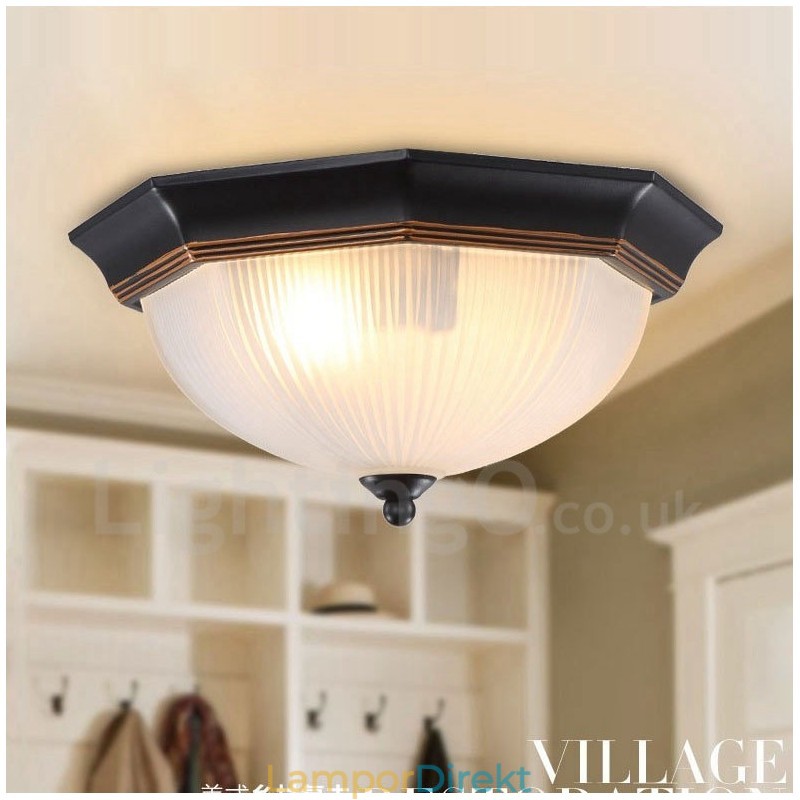 Rustik Lodge Integrerad Flush Mount Light