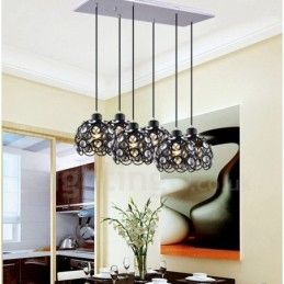 6 Light Rustic Lodge Integrated Pendel Light