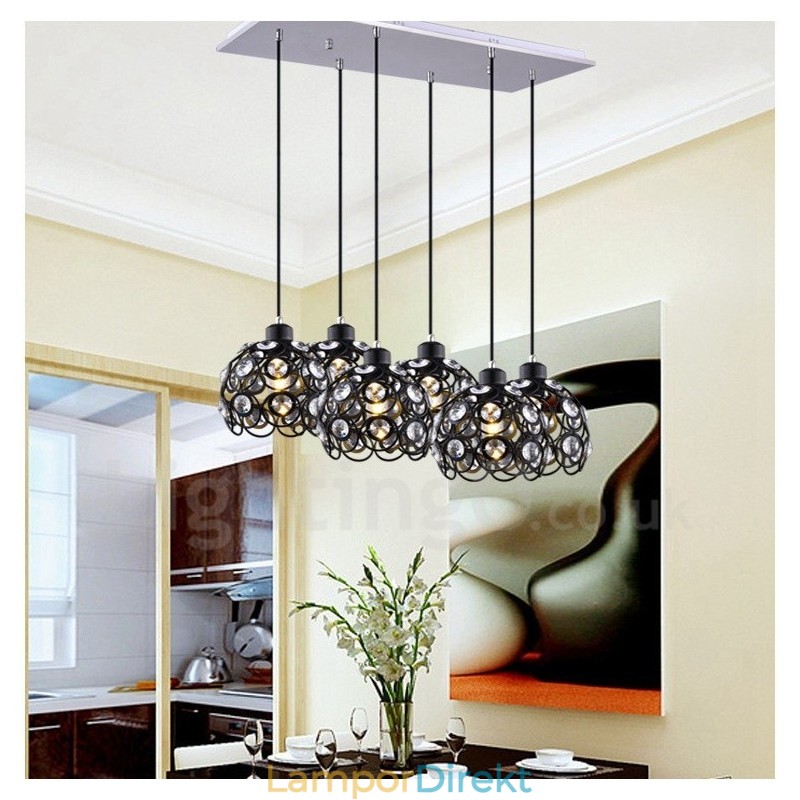 6 Light Rustic Lodge Integrated Pendel Light