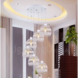 6 Light Rustic Lodge Integrated Pendel Light