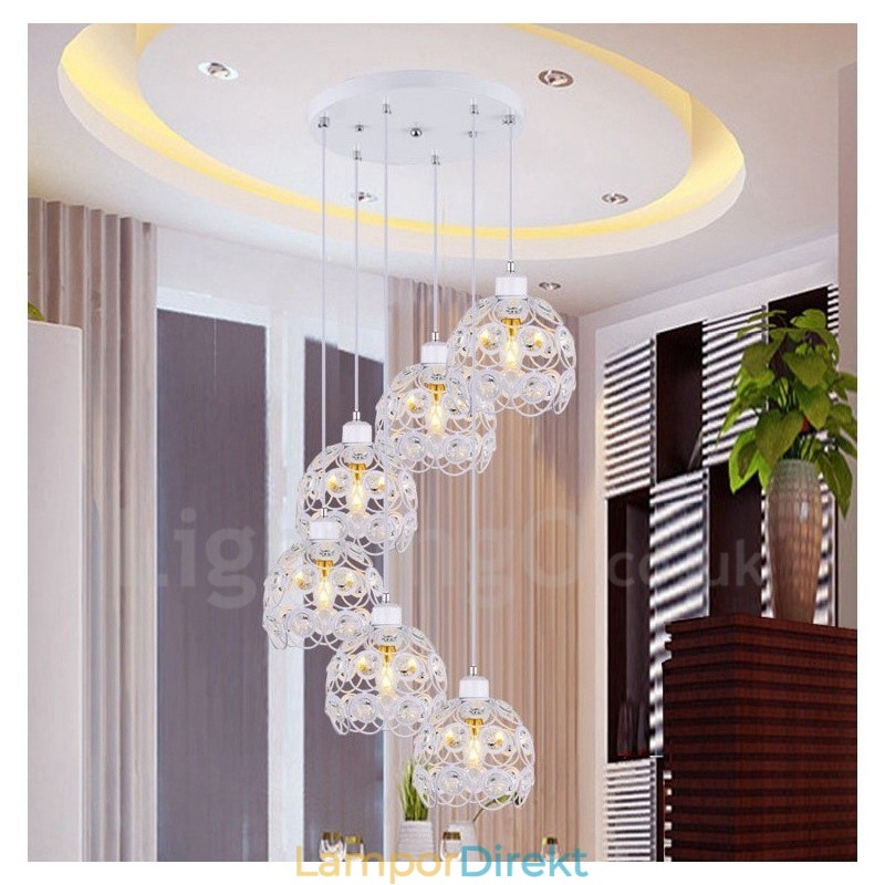 6 Light Rustic Lodge Integrated Pendel Light