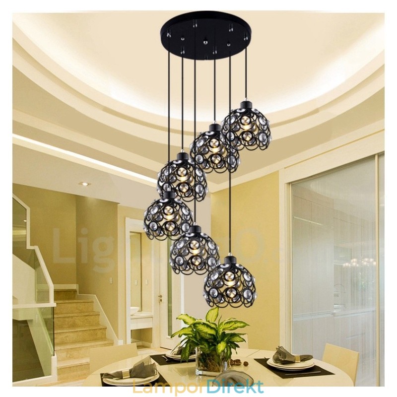 6 Light Rustic Lodge Integrated Pendel Light