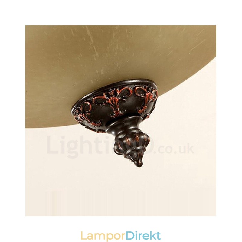 Single Light Rustic Lodge Integrated Metal Flush Mount Light