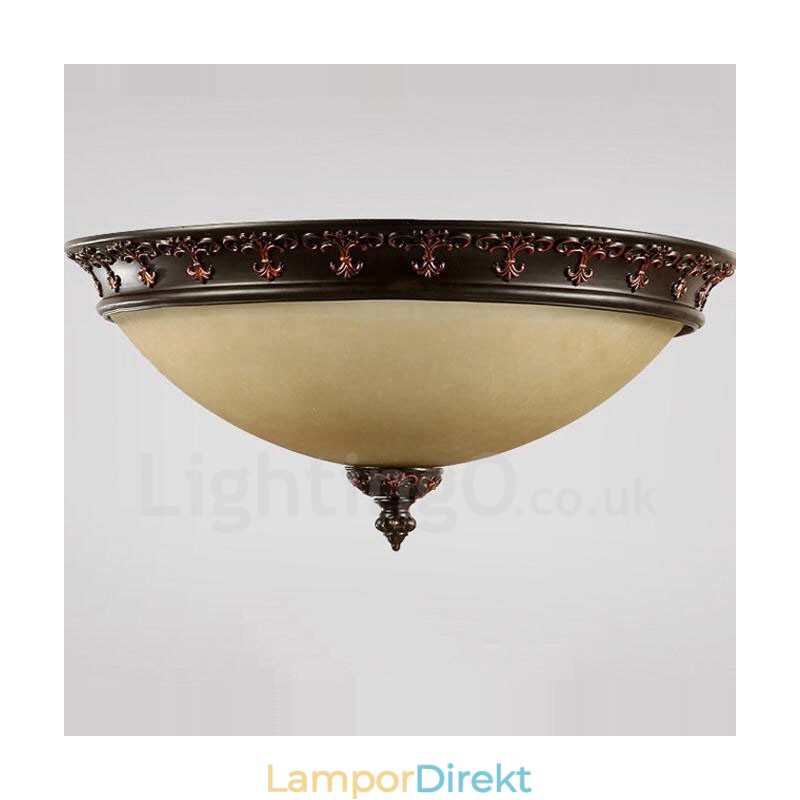 Single Light Rustic Lodge Integrated Metal Flush Mount Light