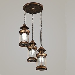 Rustik Lodge Vintage Retro Mini Style Metall Taklampa