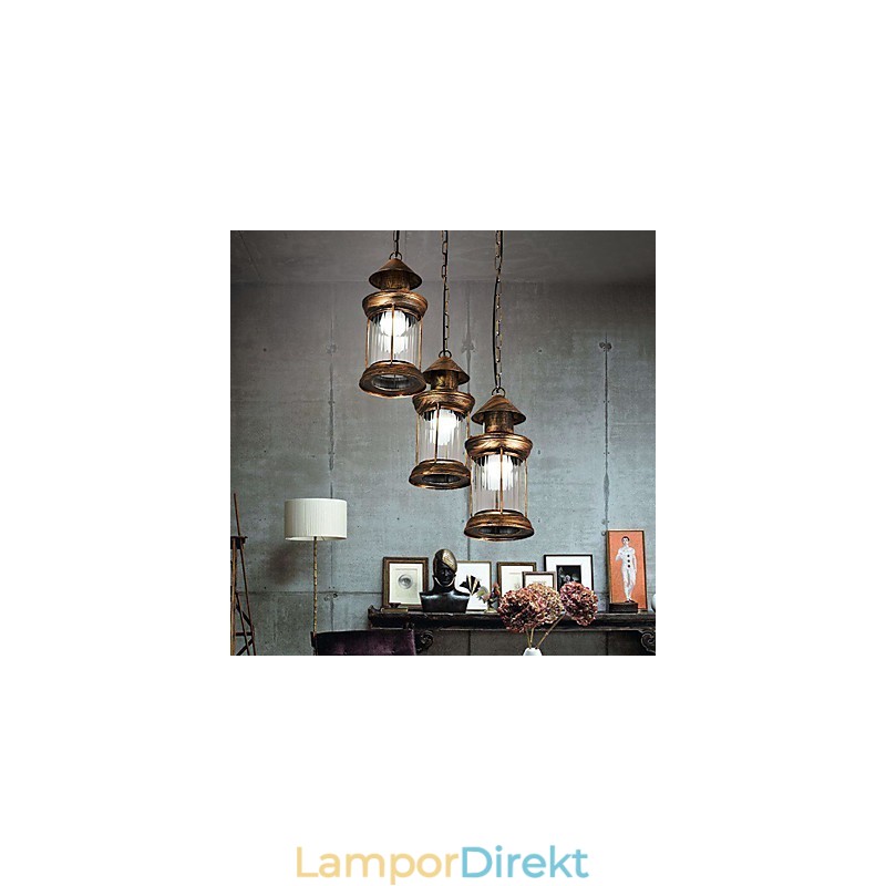Rustik Lodge Vintage Retro Mini Style Metall Taklampa