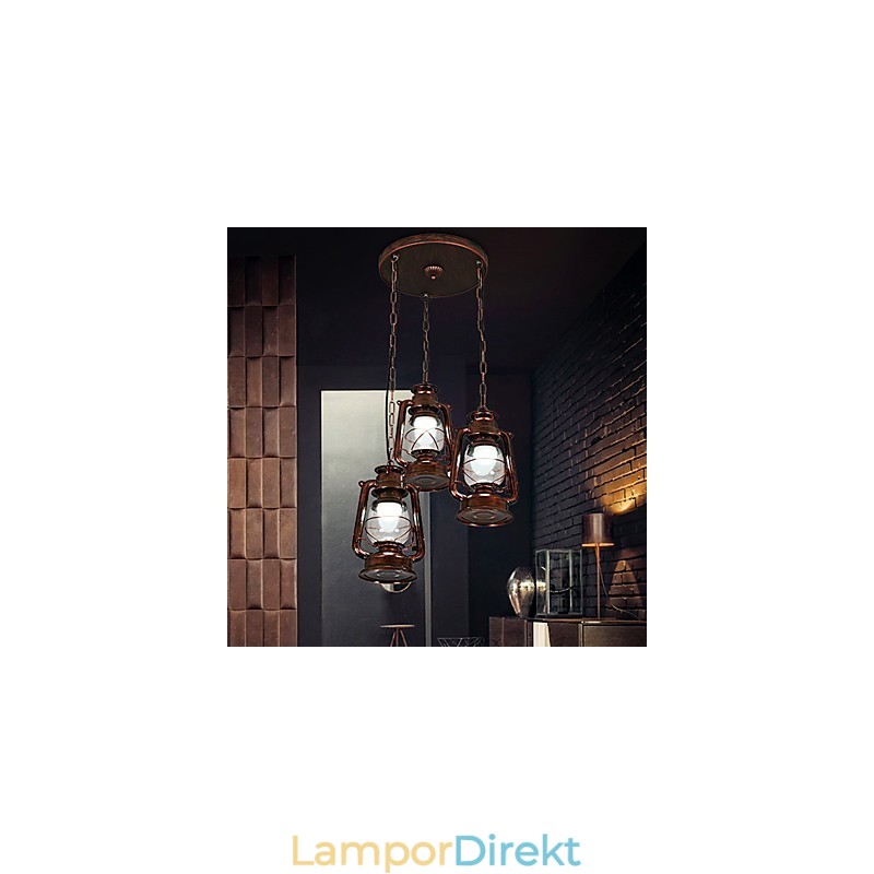 Rustik Lodge Vintage Retro Mini Style Metall Taklampa