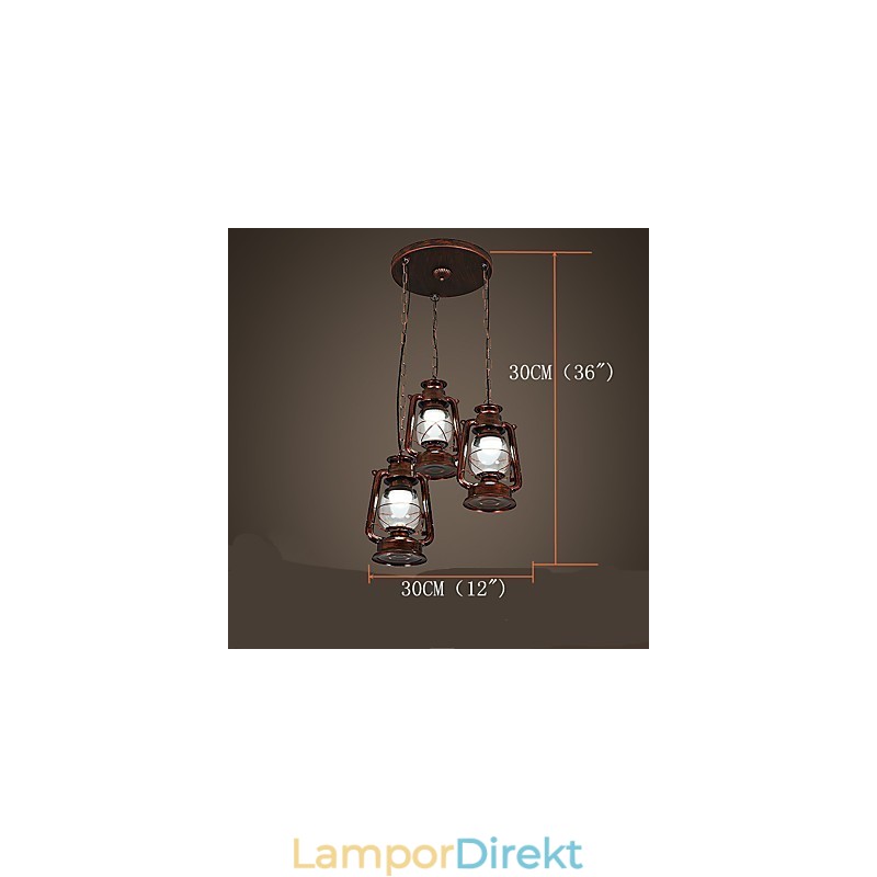 Rustik Lodge Vintage Retro Mini Style Metall Taklampa