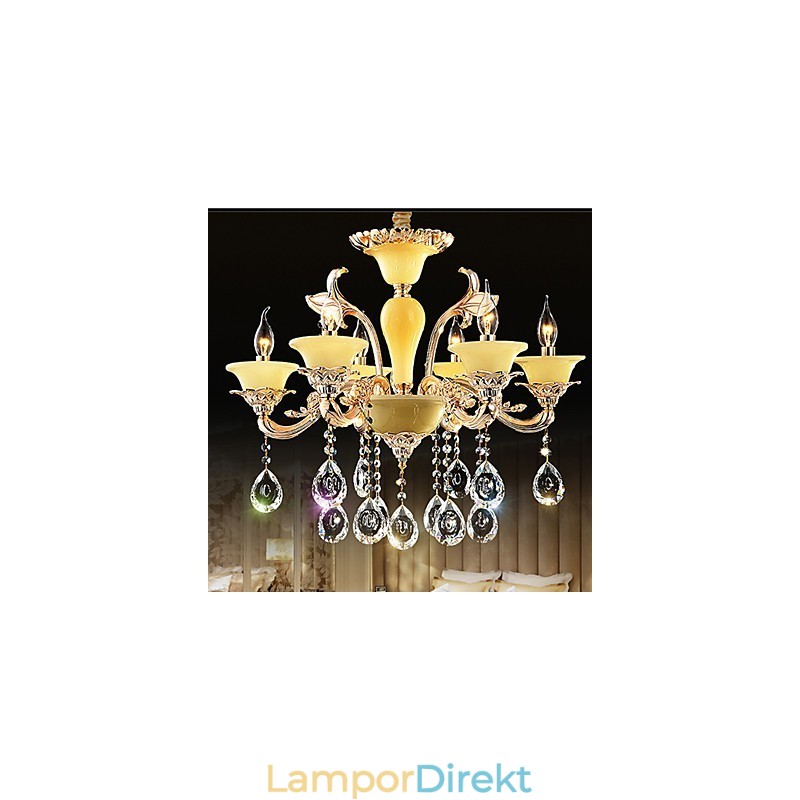 Europeisk Kristallhängande Lampa Zinklegering Kristallhängande Lampa