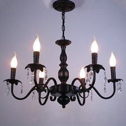 Europeisk Stil Ljuskrona Ljus Kristall Lampa Enkel Iron Art Lamp Dekorativ Lampa