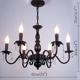 Europeisk Stil Ljuskrona Ljus Kristall Lampa Enkel Iron Art Lamp Dekorativ Lampa