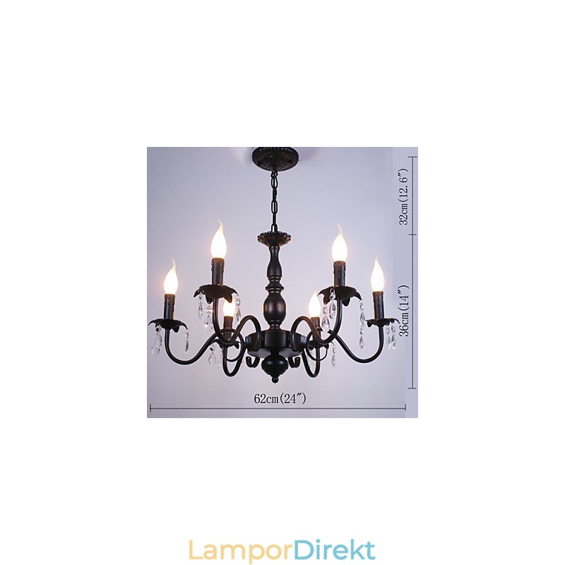 Europeisk Stil Ljuskrona Ljus Kristall Lampa Enkel Iron Art Lamp Dekorativ Lampa