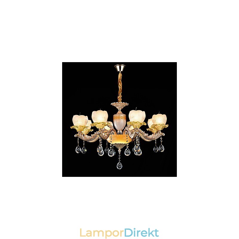 Traditionell Klassisk Zinklegeringsfunktion För Kristallkrona I Ministil I Metall Med 8 Glödlampor