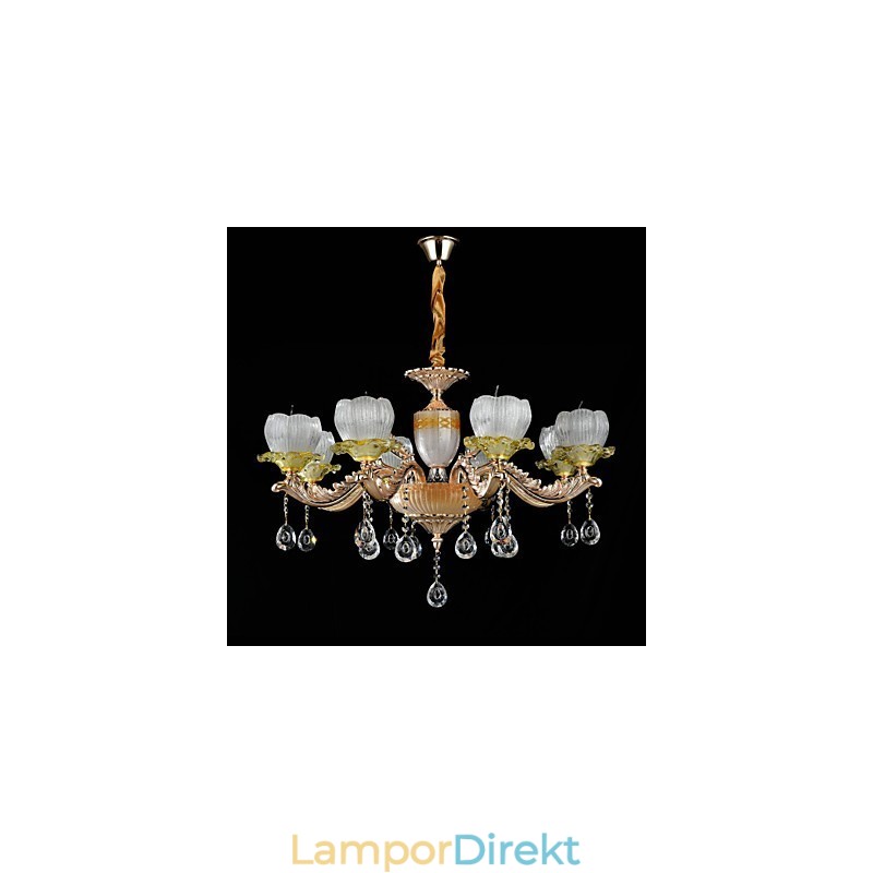 Traditionell Klassisk Zinklegeringsfunktion För Kristallkrona I Ministil I Metall Med 8 Glödlampor