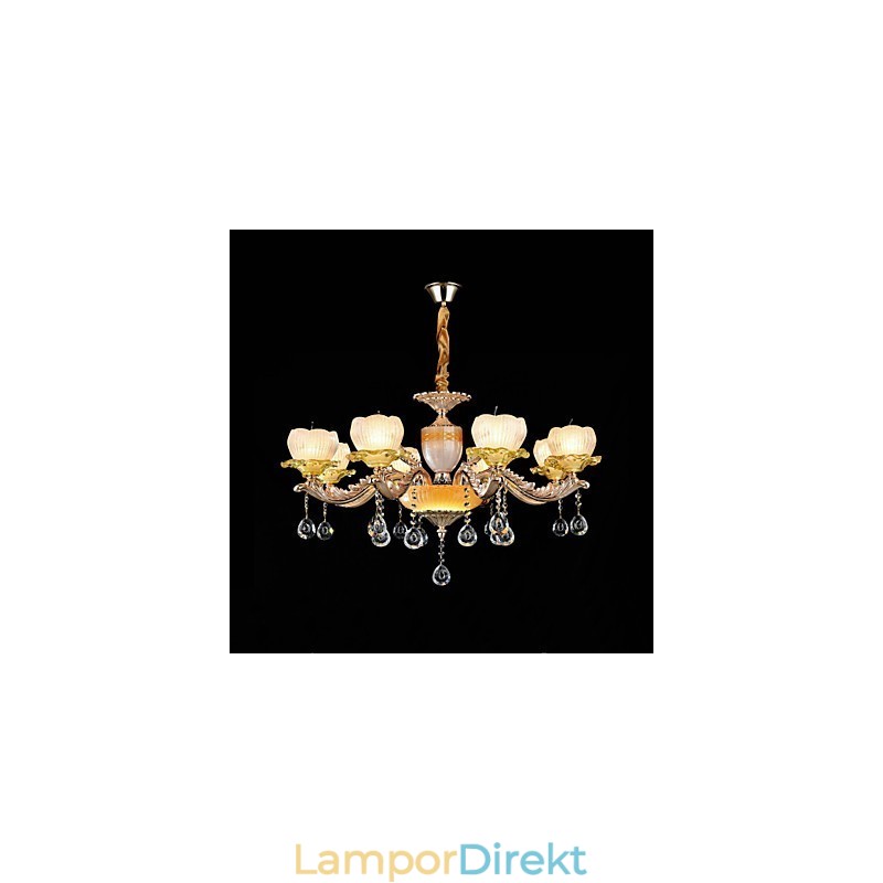 Traditionell Klassisk Zinklegeringsfunktion För Kristallkrona I Ministil I Metall Med 8 Glödlampor