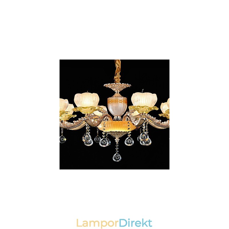 Traditionell Klassisk Zinklegeringsfunktion För Kristallkrona I Ministil I Metall Med 8 Glödlampor