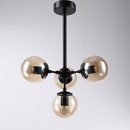 Fyra Ljus Post Modern Europe Style Modo Metall Glas Pendel Lampa Foajén Dekorera Industriell Ljuskrona Lampa