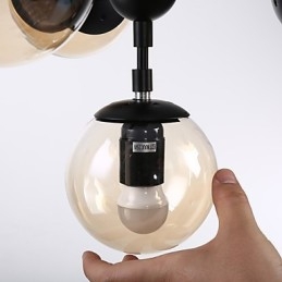 Fyra Ljus Post Modern Europe Style Modo Metall Glas Pendel Lampa Foajén Dekorera Industriell Ljuskrona Lampa