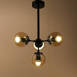 Fyra Ljus Post Modern Europe Style Modo Metall Glas Pendel Lampa Foajén Dekorera Industriell Ljuskrona Lampa